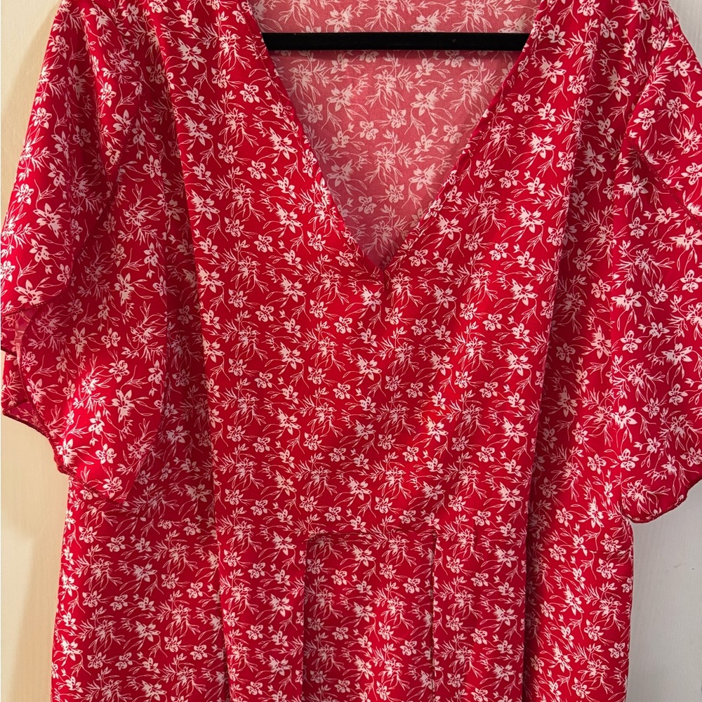 BloomChic Ditsy Red Floral Blouse